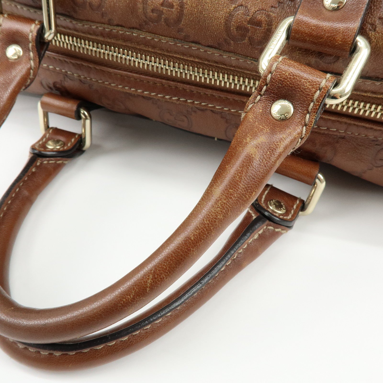 GUCCI Guccissima Leather Boston Bag Hand Bag Brown 193603