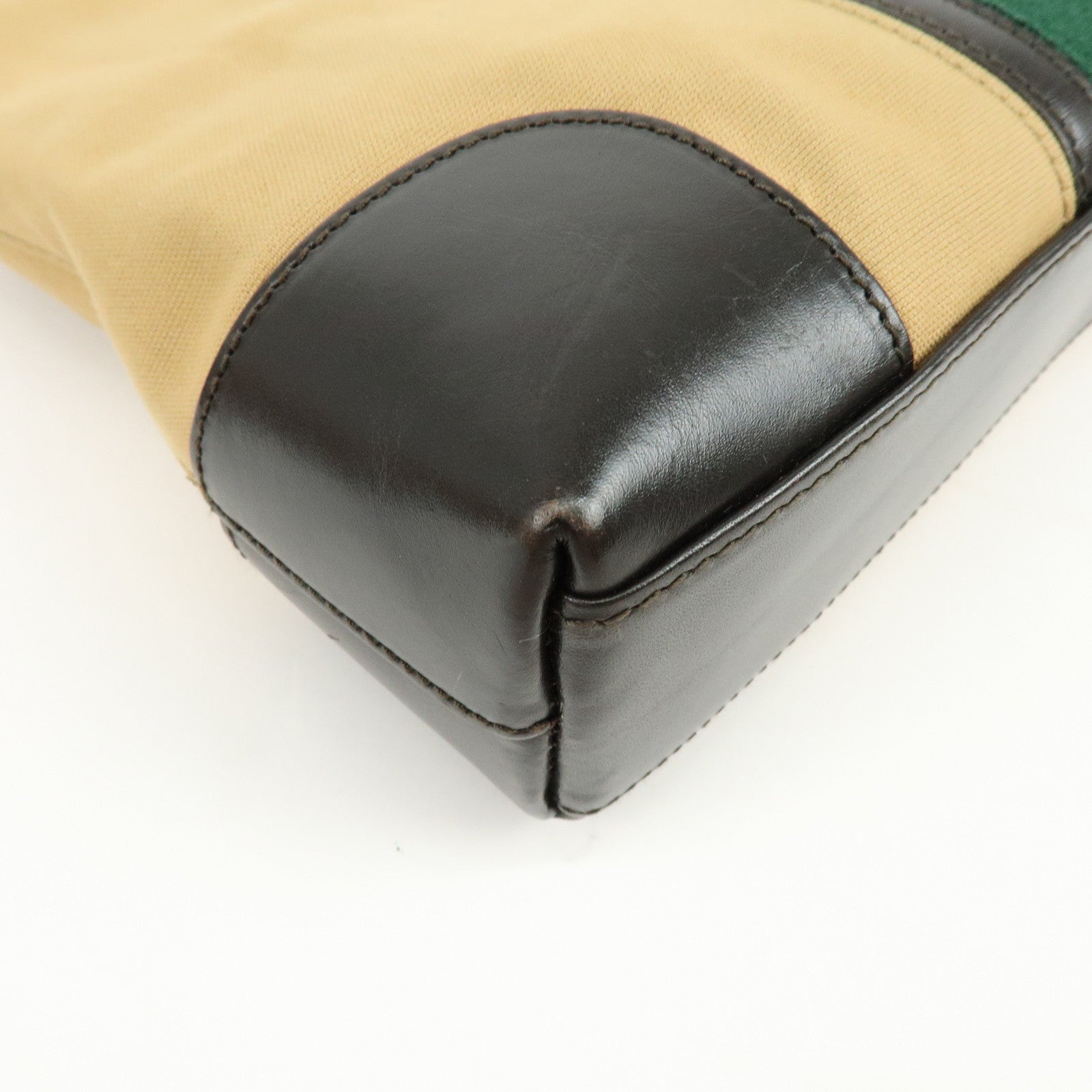 GUCCI Sherry Canvas Leather Shoulder Bag Beige Brown 001・4231