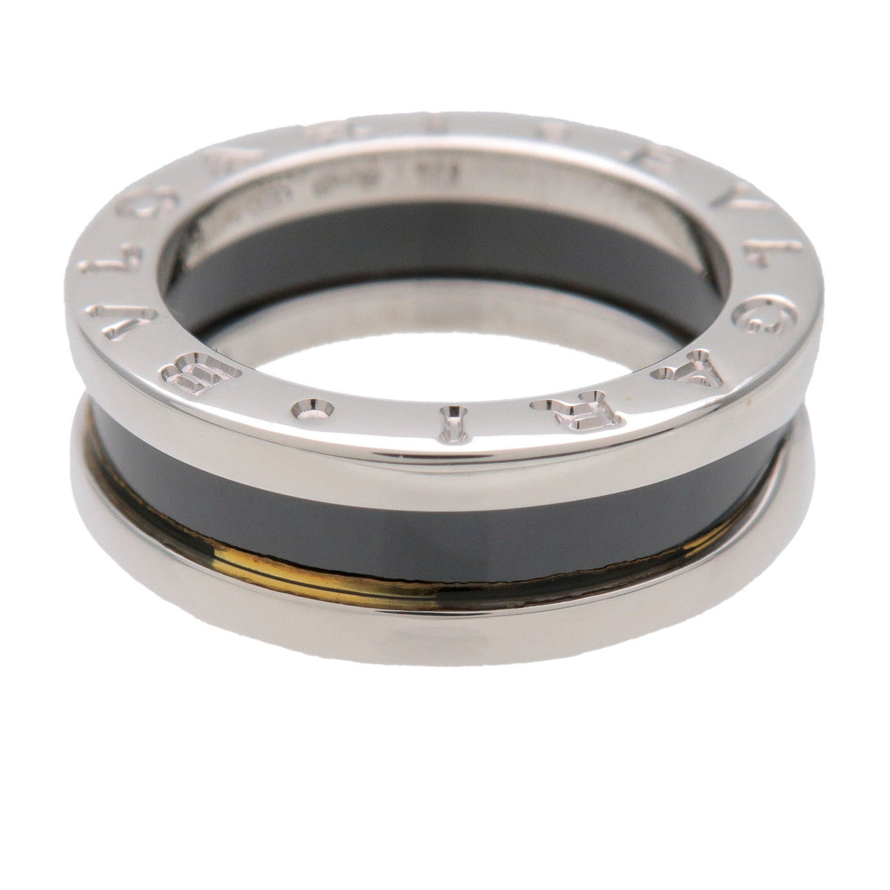 BVLGARI B-Zero1 Save the Children Ring SV925 Black Ceramic #49 US4.5
