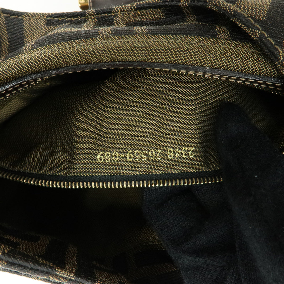 FENDI Zucca Canvas Leather Shoulder Bag Hand Bag Brown Black 26569