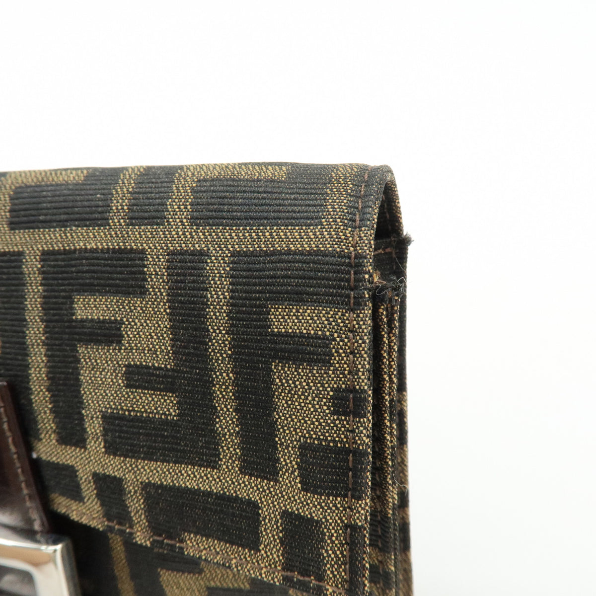 FENDI Zucca Jacquard Canvas Leather Shoulder Bag Brown Black 0915967002
