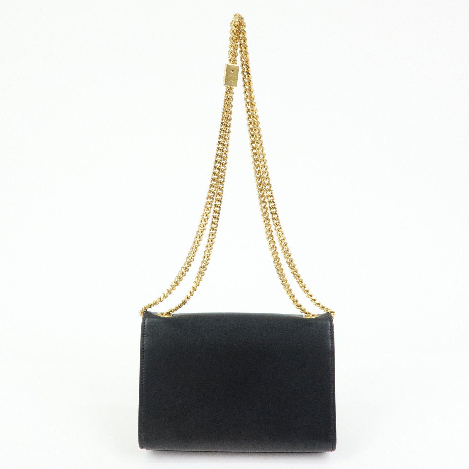 SAINT LAURENT PARIS Leather Chain Shoulder Bag Black 474366