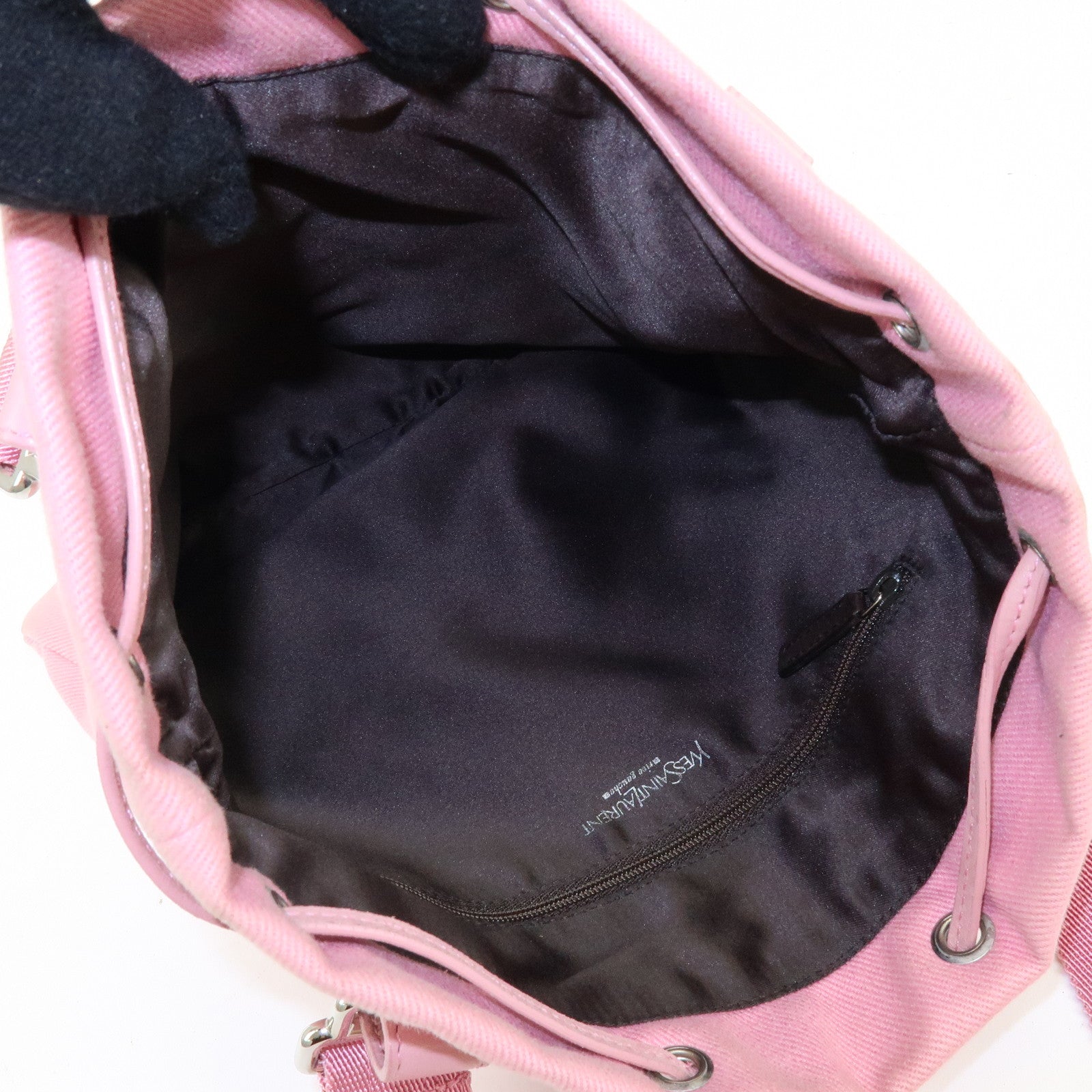 SAINT LAURENT PARIS Kahara Cassandra Canvas Leather Tote Bag 123435
