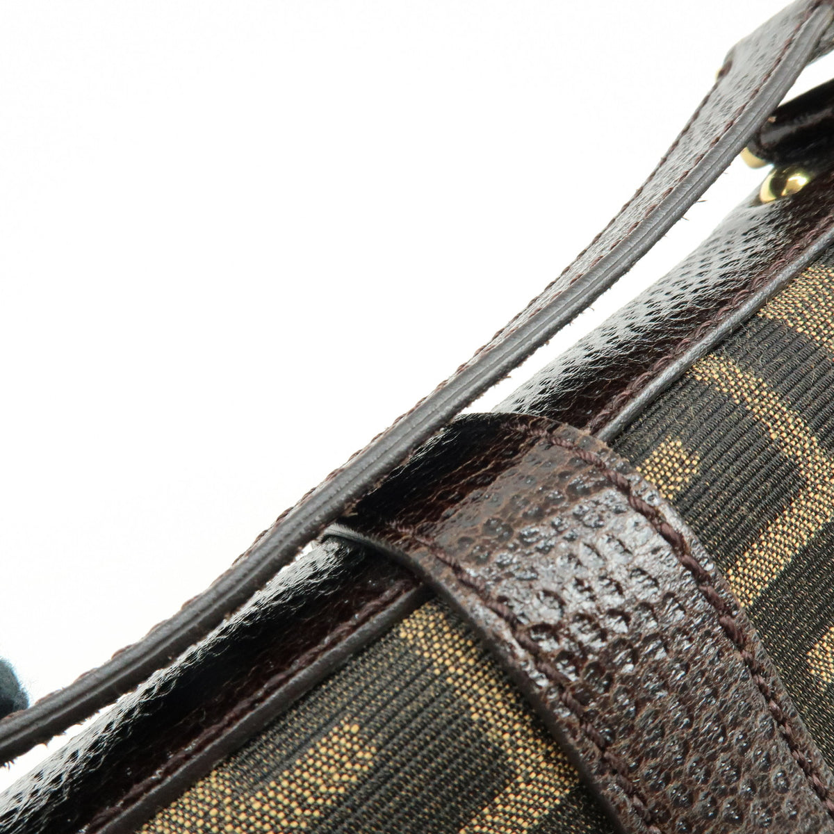 FENDI Zucca Canvas Leather Shoulder Bag Crossbody Bag Brown 8BT169