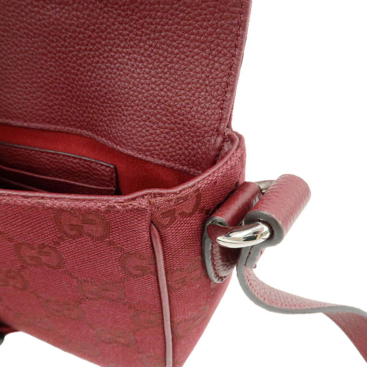 GUCCI Sherry GG Canvas Leather Shoulder Crossbody Bag Bordeaux 802100