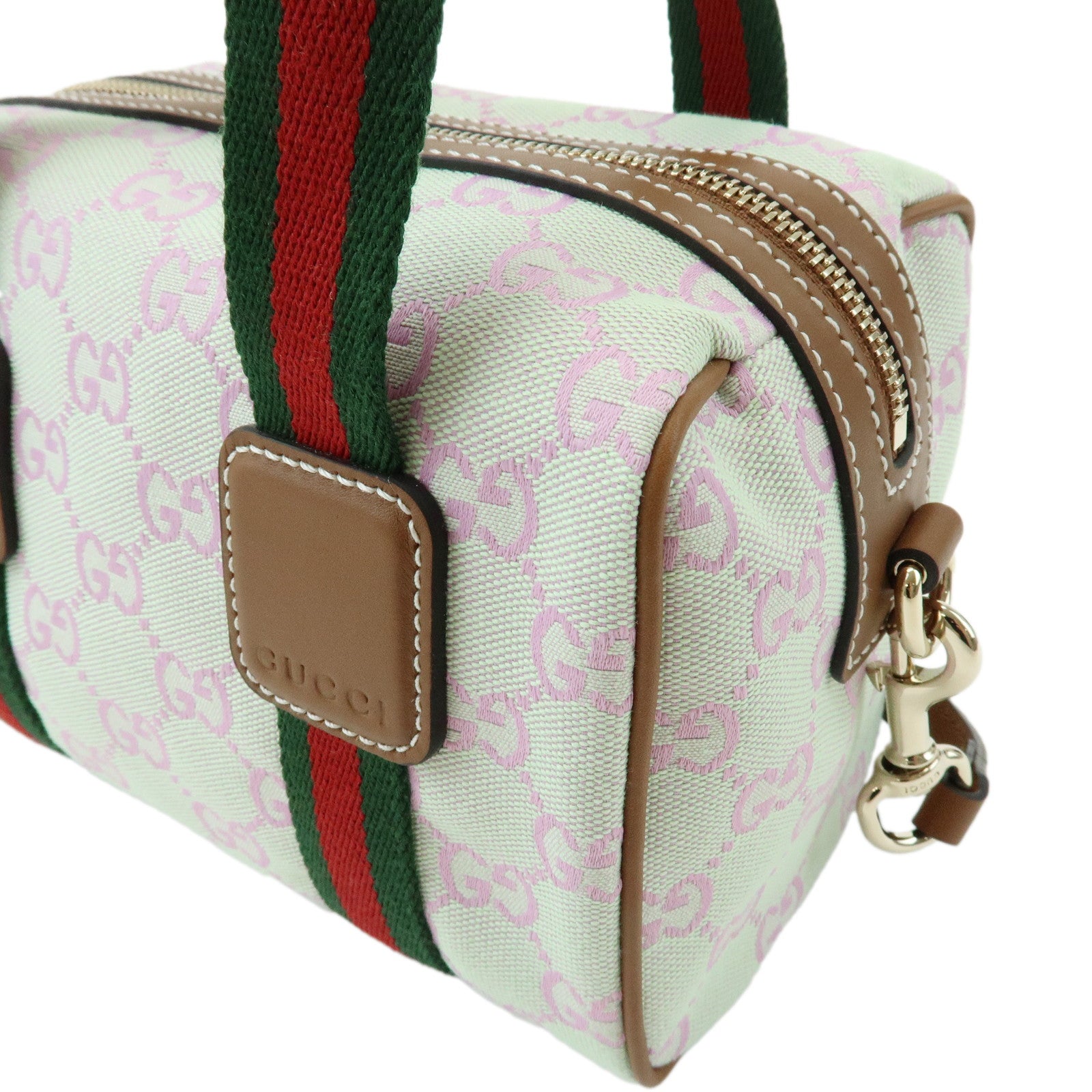 GUCCI Sherry Interlocking G Canvas Leather 2Way Mini Boston Bag 856055