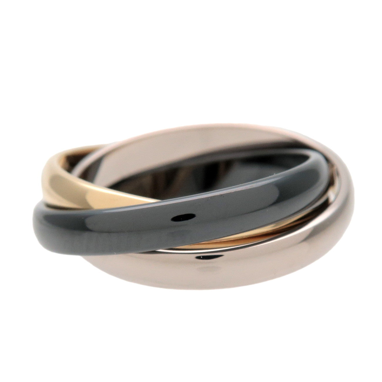 Cartier Trinity Ring SM K18 Black Ceramic 750YG/WG #50 US5.5 EU50 HK12