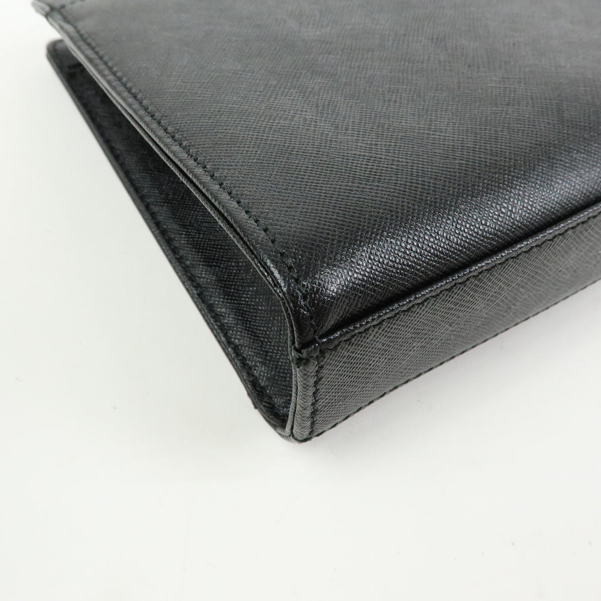 BURBERRY Saffiano Leather Clutch Bag Black
