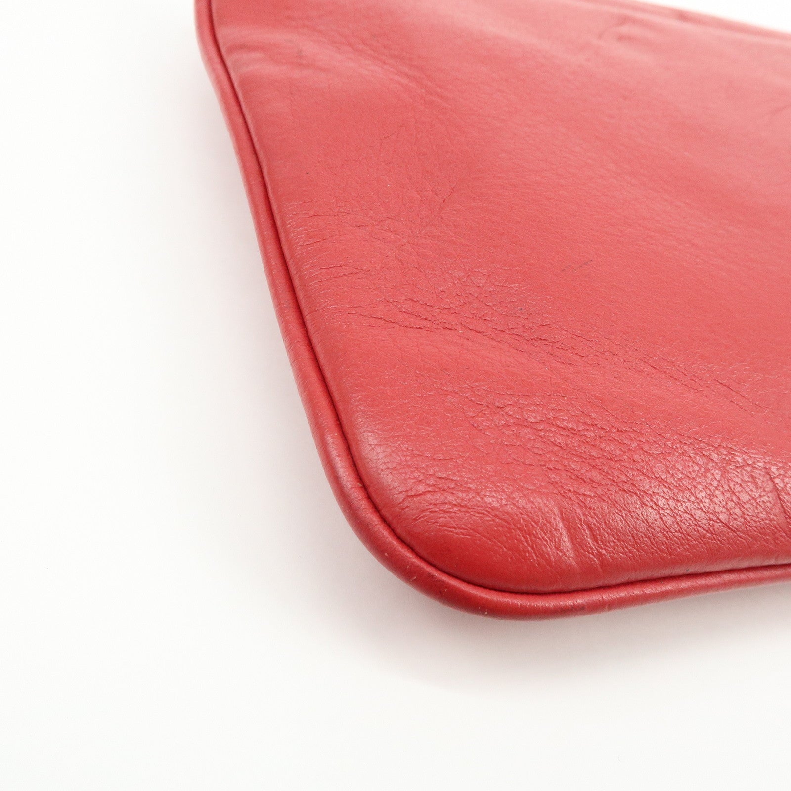 BALENCIAGA Leather Everyday Pouch Clutch Bag Flat Pouch Red 551992