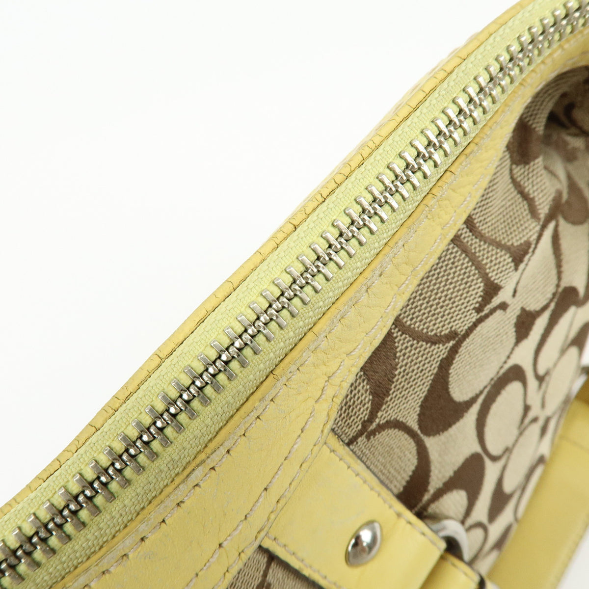 COACH Lot of 2 Signature Canvas Leather Shoulder Bag Beige Pink