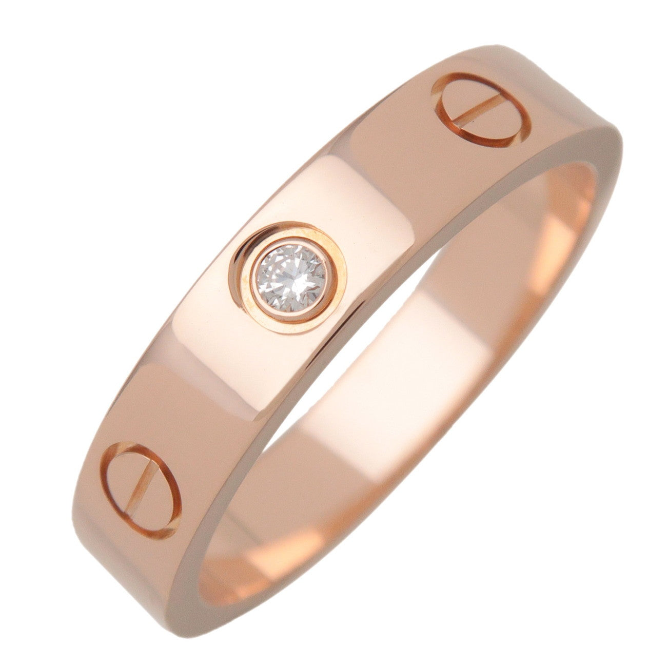 Cartier Mini Love 1P Diamond Ring K18 750PG Rose Gold #52 US6 EU52 HK13