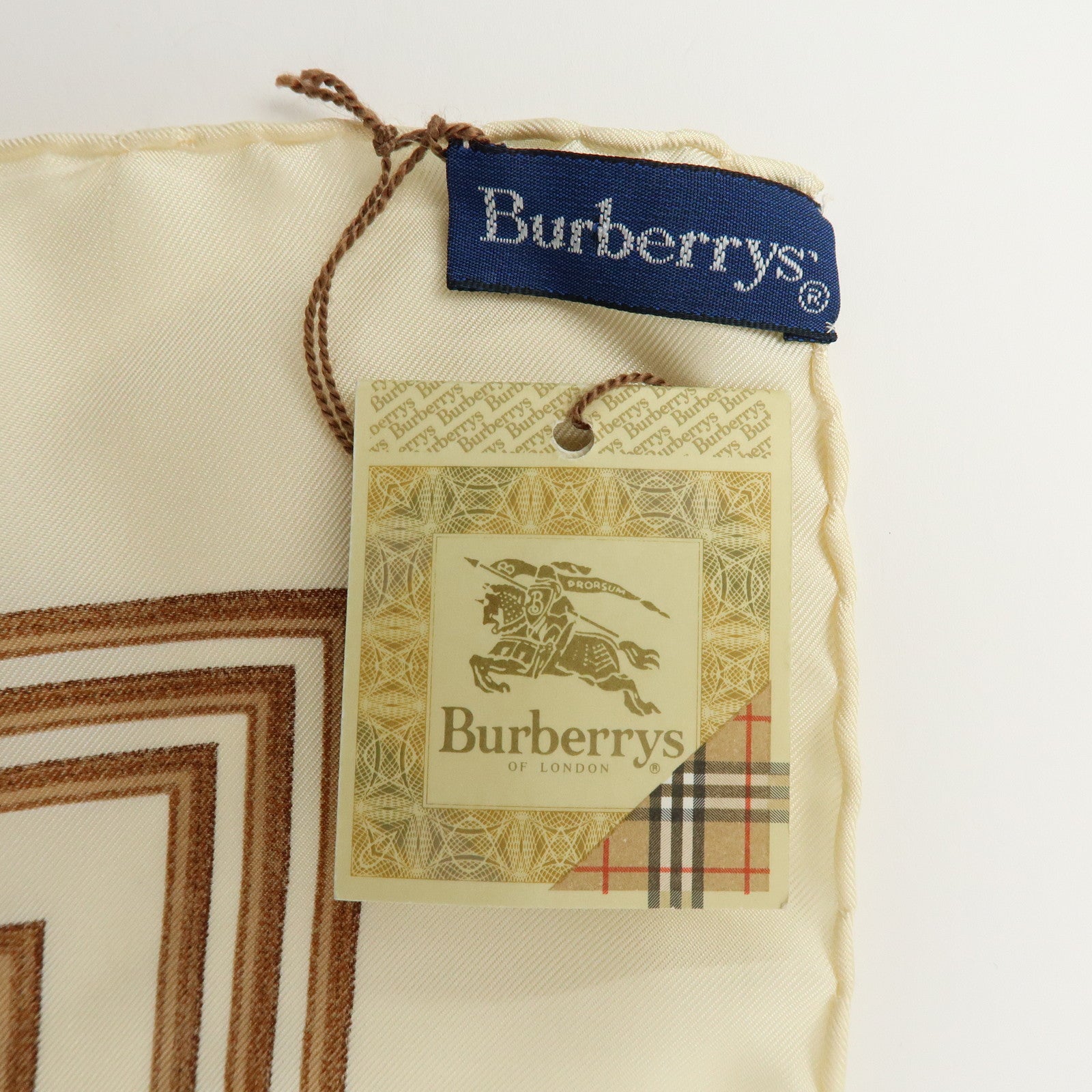 BURBERRY Nova Plaid Silk 100% Scarf Coin Motif Beige Brown