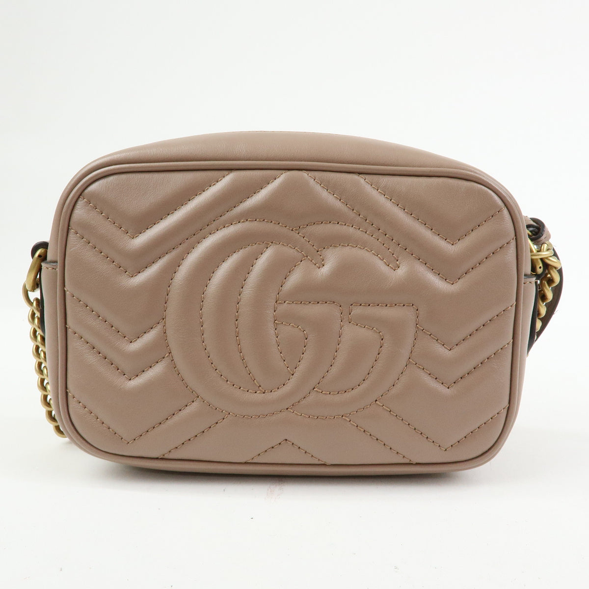 GUCCI GG Marmont Double G Leather Chain Shoulder Bag Pink 448065