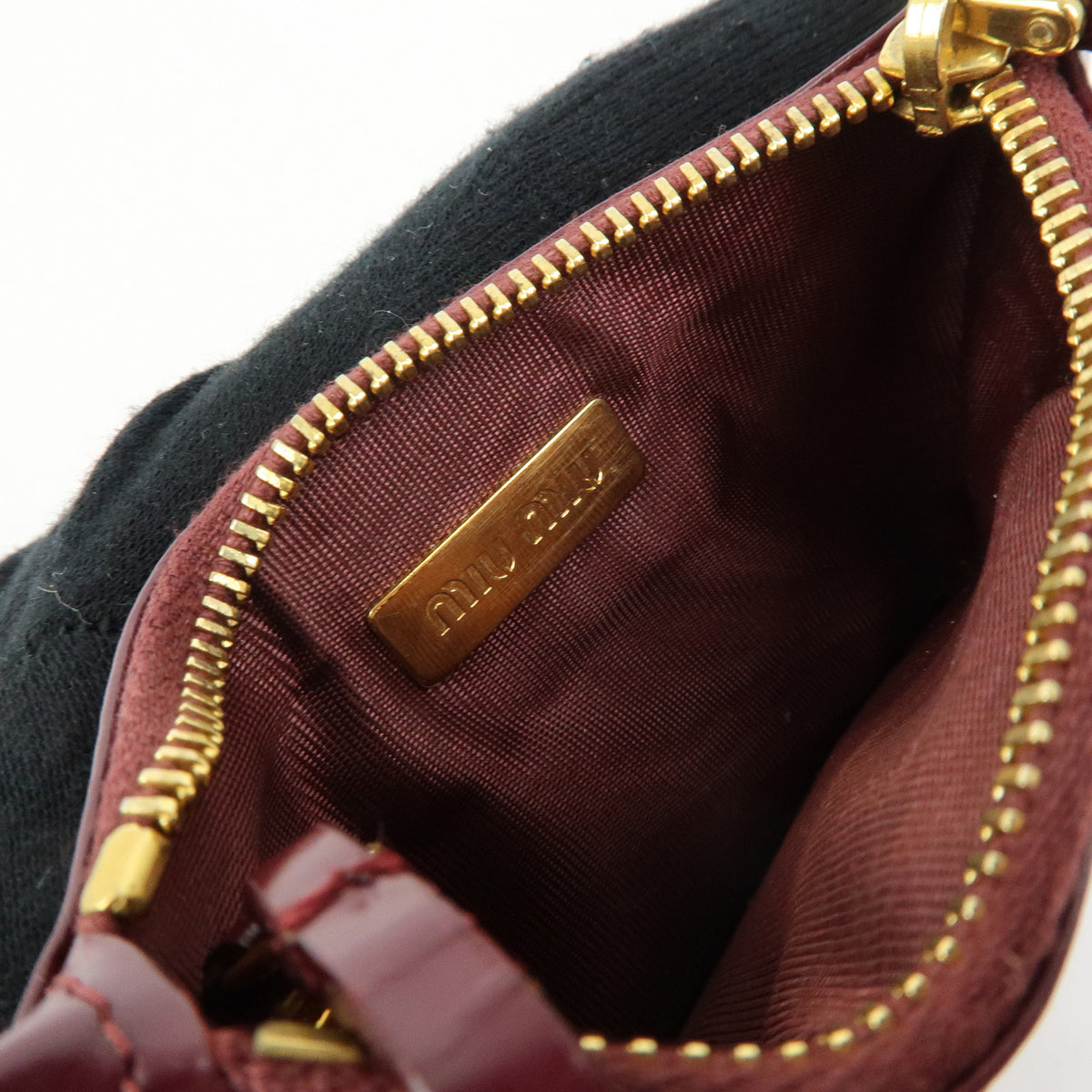 MIU MIU Leather Coin Case Key Ring Pouch Purse Bordeaux Wine Red