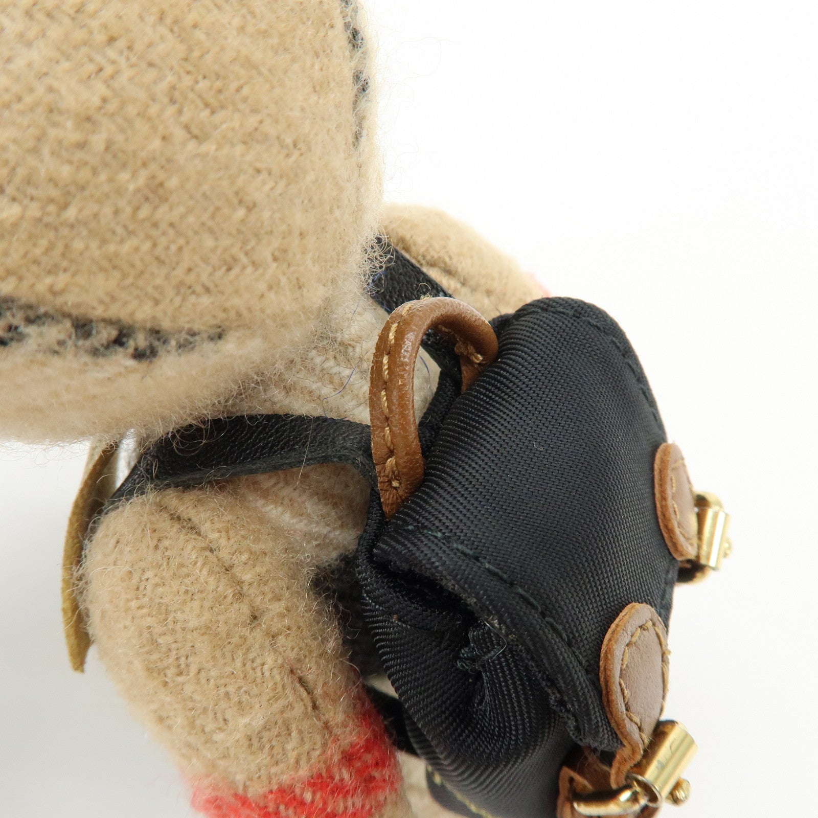 BURBERRY Nova Plaid Teddy Bear Wool NylonLether  Cashmere Bag Key Charm