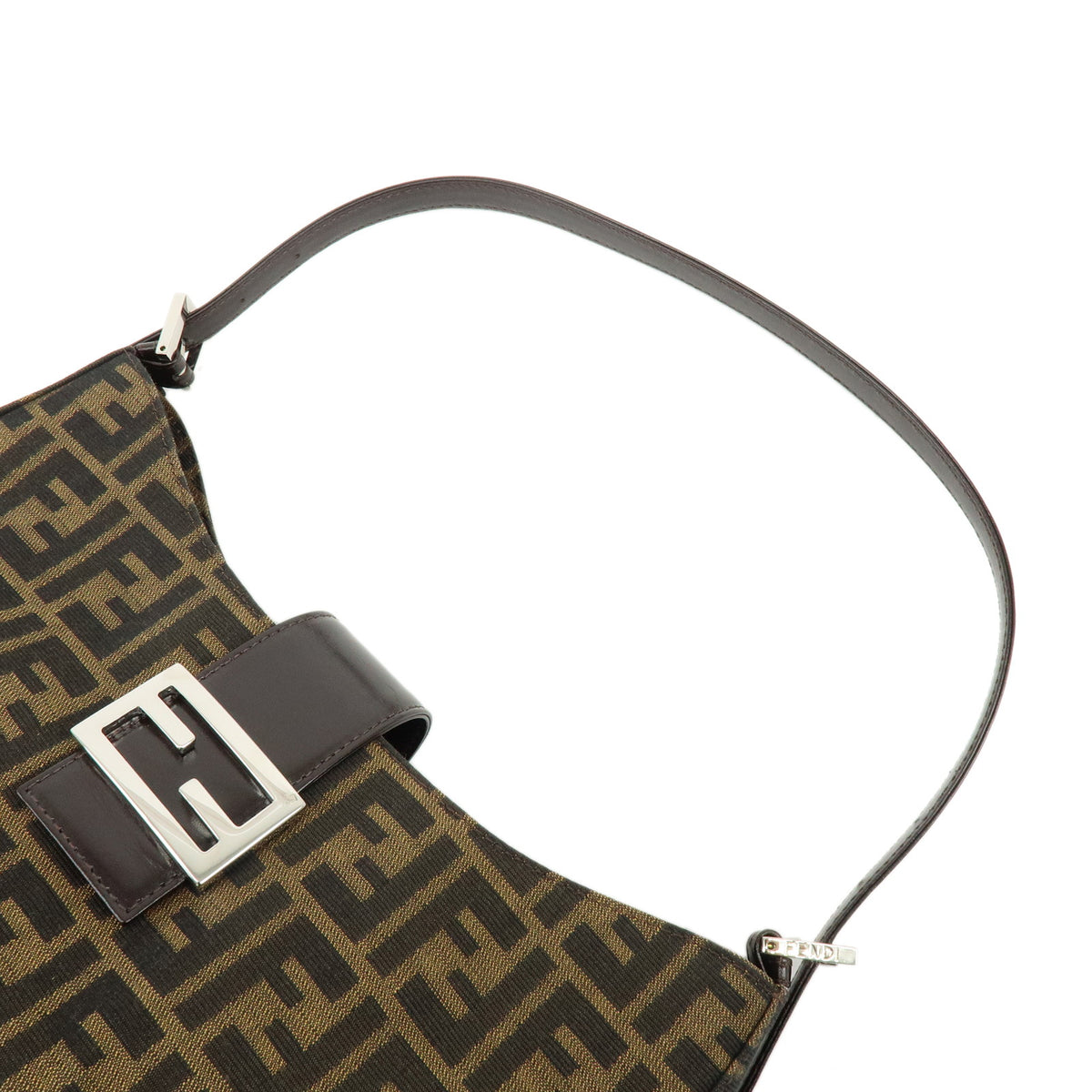 FENDI Zucca Canvas Leather Shoulder Bag Hand Bag Brown 0916115