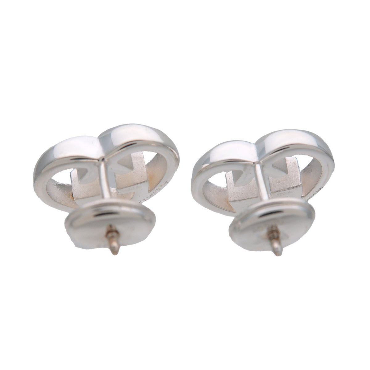 GUCCI Interlocking G Heart Shape SV925 Earrings Silver