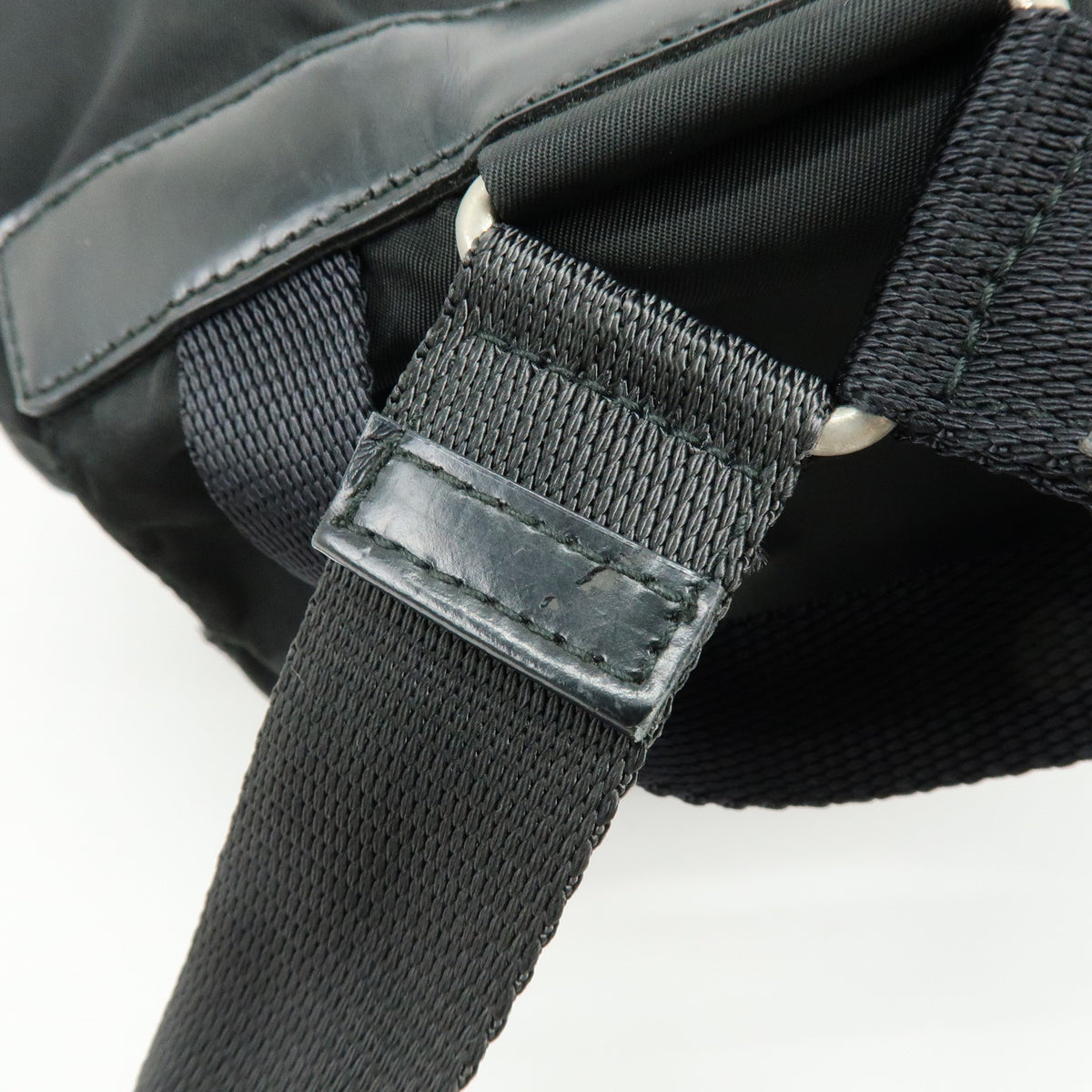 PRADA Triangle Logo Nylon Leather Backpack Rucksack Black