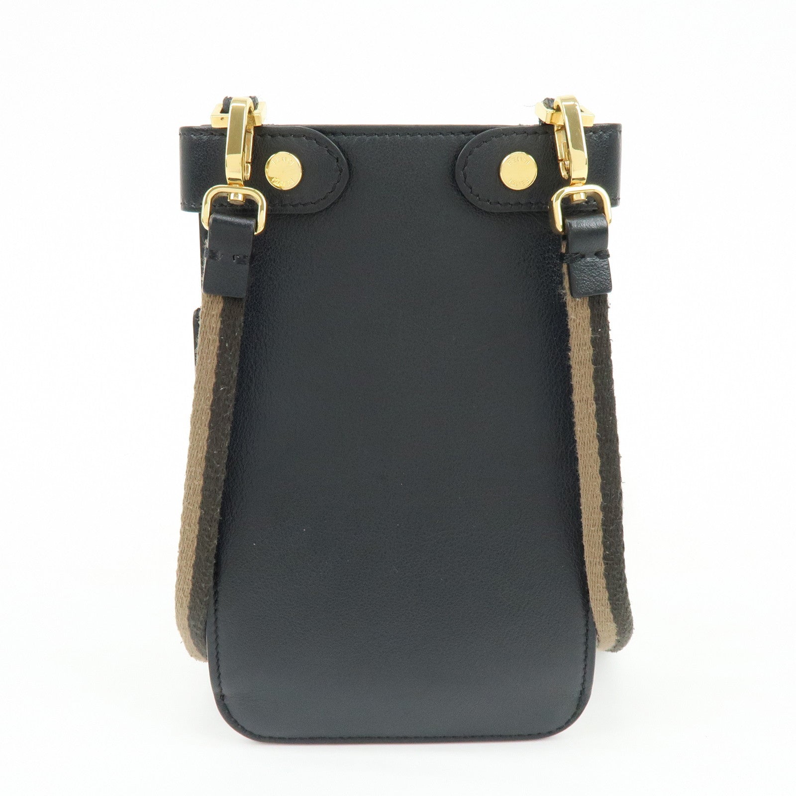 FENDI Peekaboo Leather Shoulder Bag Phone Case Black 8M0442 A5DY