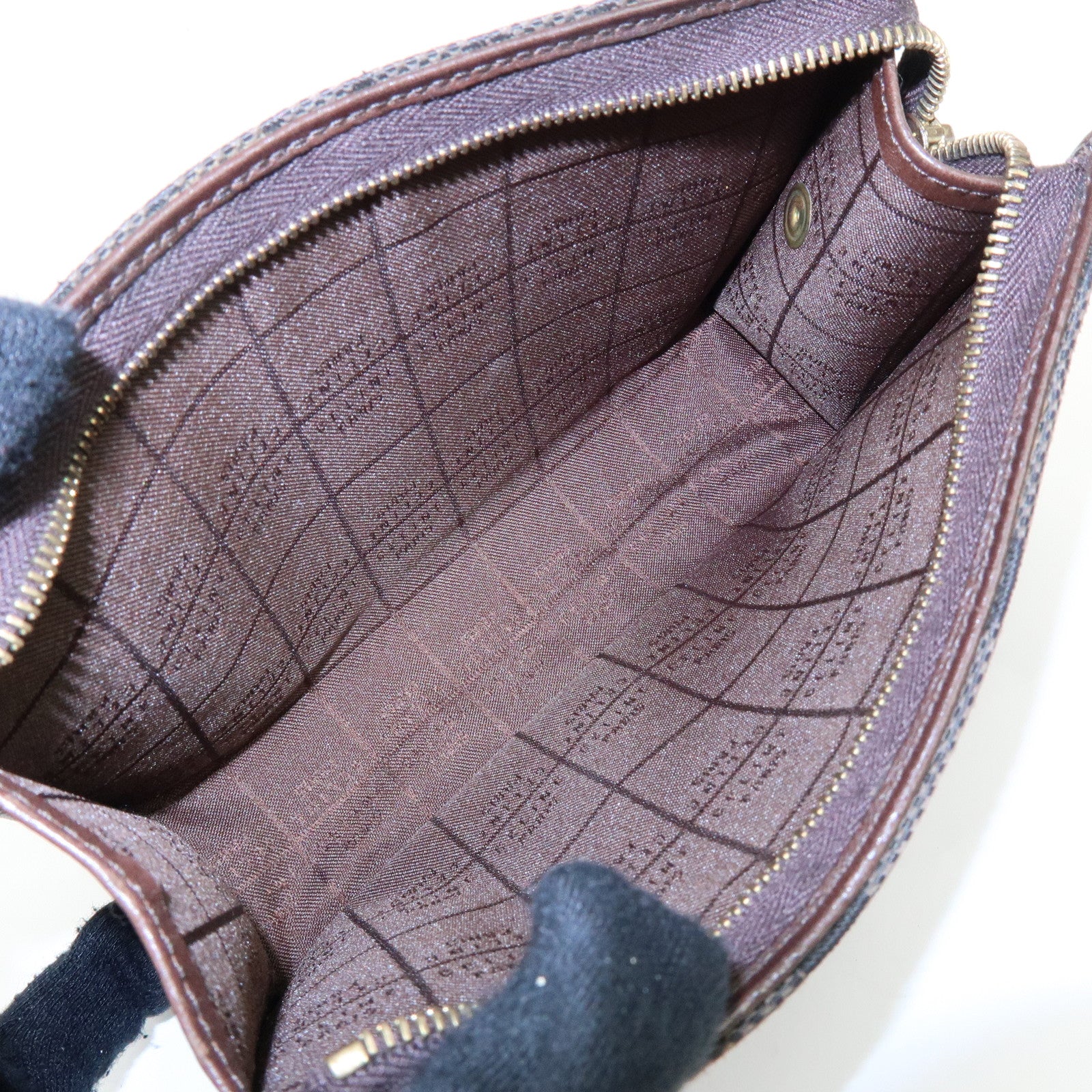 CELINE C Macadam Canvas Mini Cosmetic Pouch Makeup Bag Brown