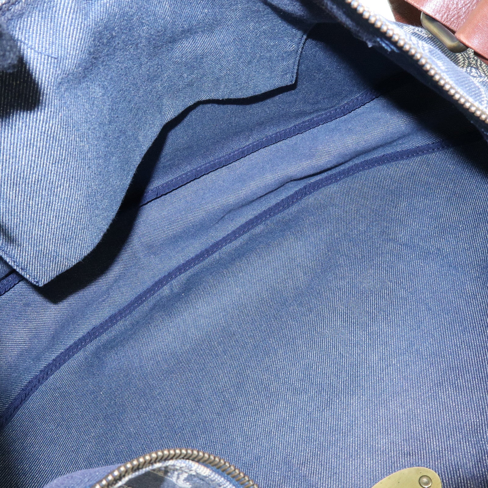 CELINE Macadam Denim Leather Shoulder Crossbody Bag Indigo Blue Brown