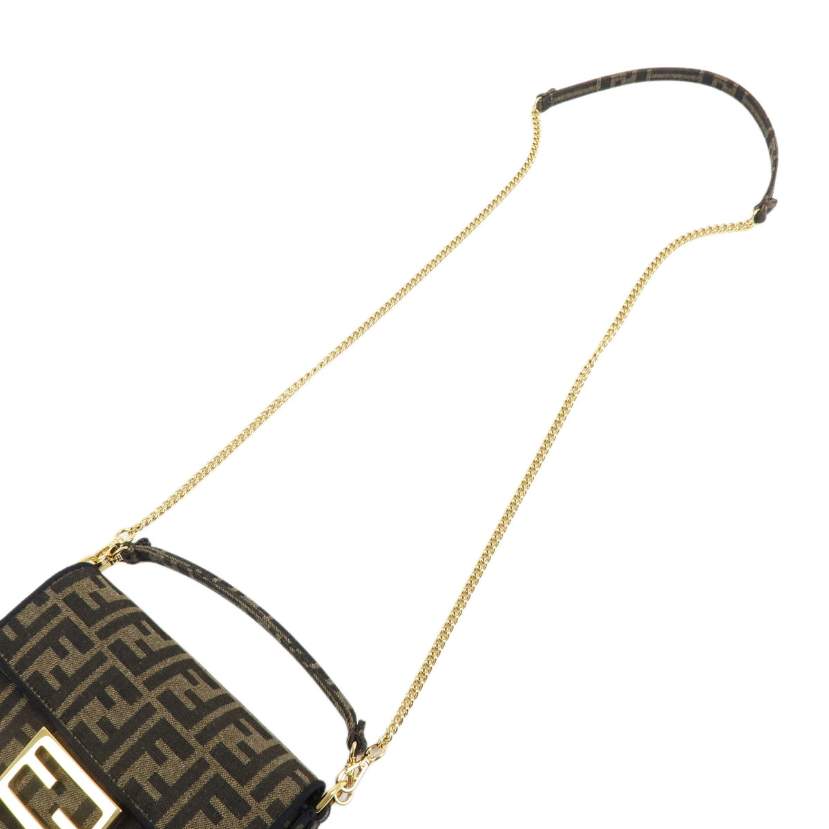 FENDI Zucca Jacquard Canvas 2Way Baguette Bag Mini Brown 8BS017