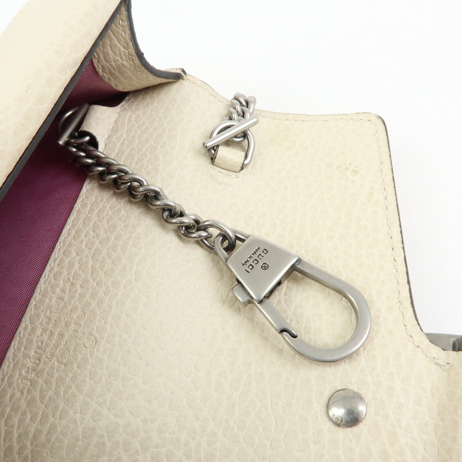 GUCCI Dionysus Super Mini Bag Leather Chain Shoulder Bag White 476432