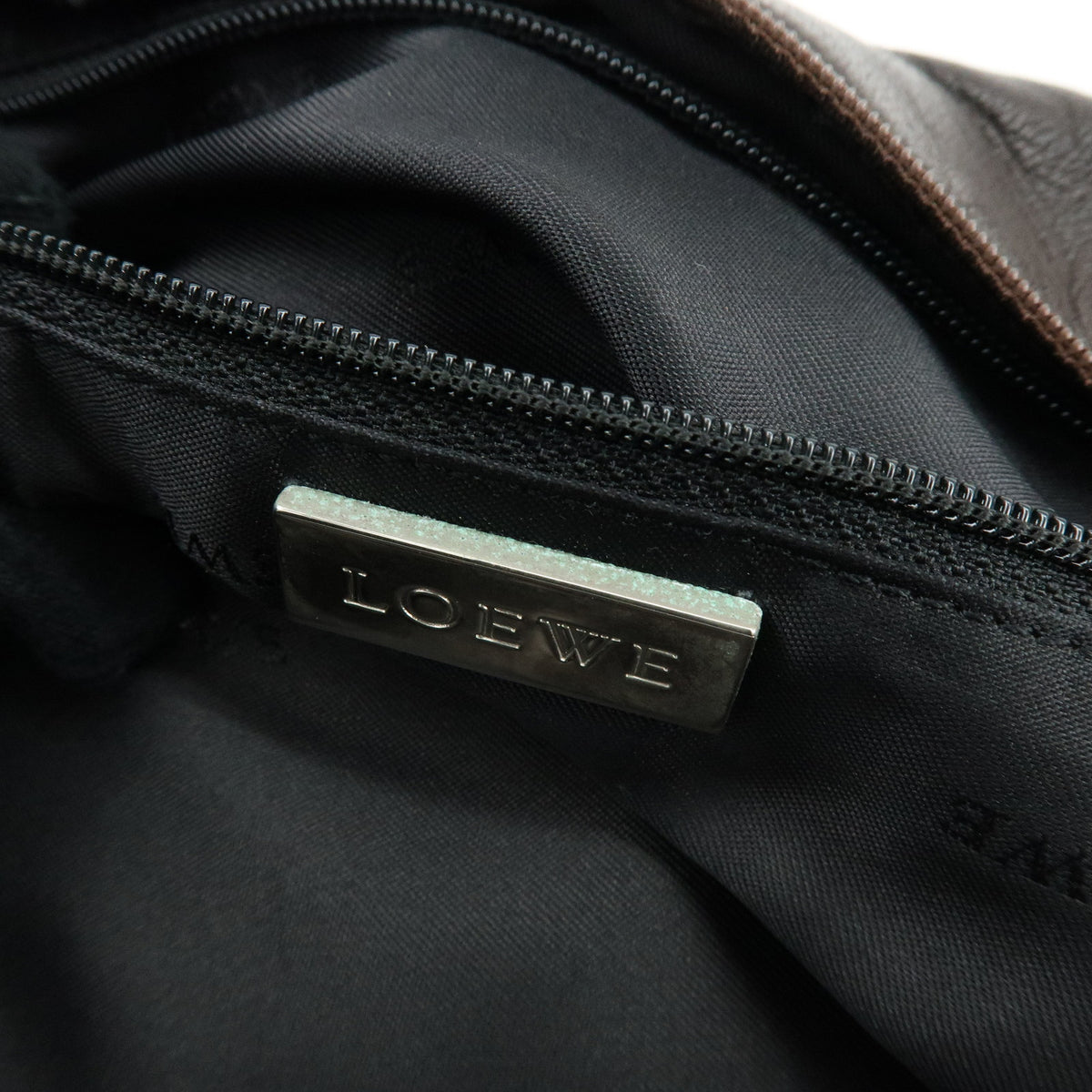 LOEWE Anagram Nappa Leather Shoulder Bag Hand Bag Dark Brown