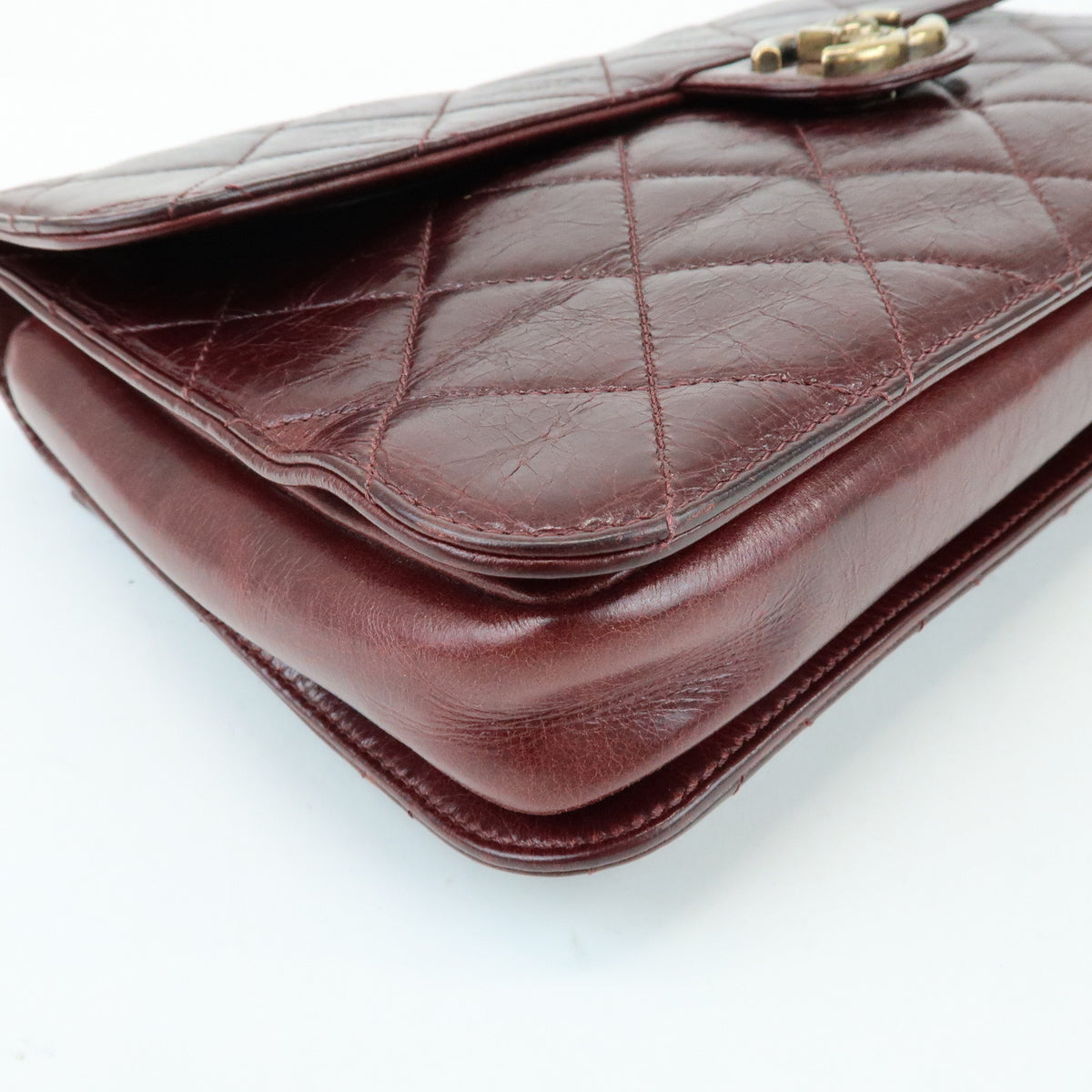 CHANEL Matelasse COCO Mark Leather Chain Shoulder Bag Burgundy