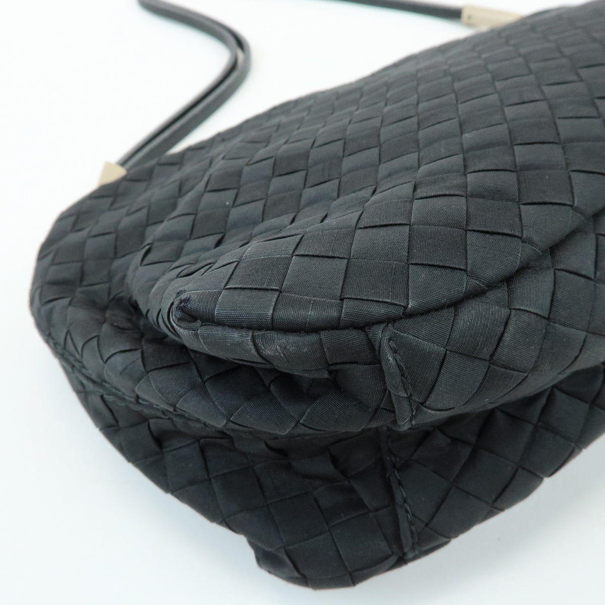 BOTTEGA VENETA Intrecciato Nylon Leather Shoulder Bag Hand Bag Black