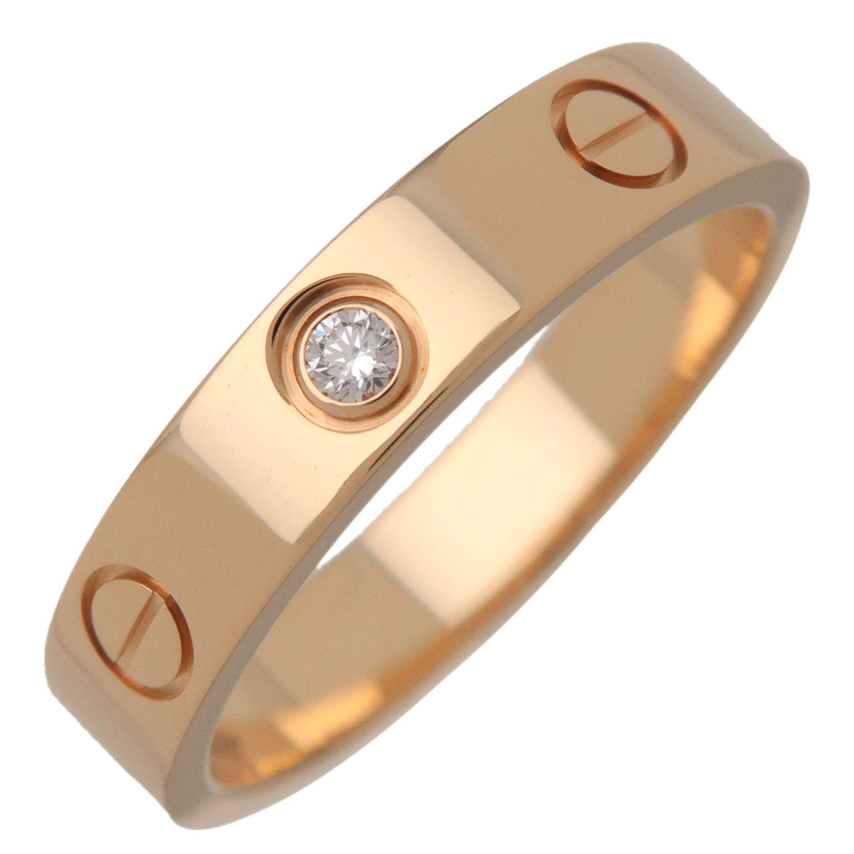 Cartier Mini Love 1P Diamond Ring K18 750YG #51 US5.75 EU51 HK12
