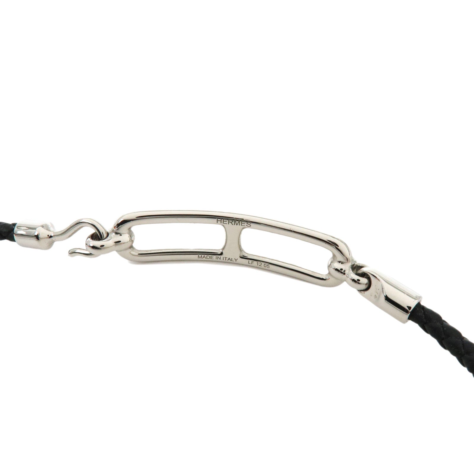 HERMES Veau Swift Leather Roulis Double Tour Bracele Black Silver