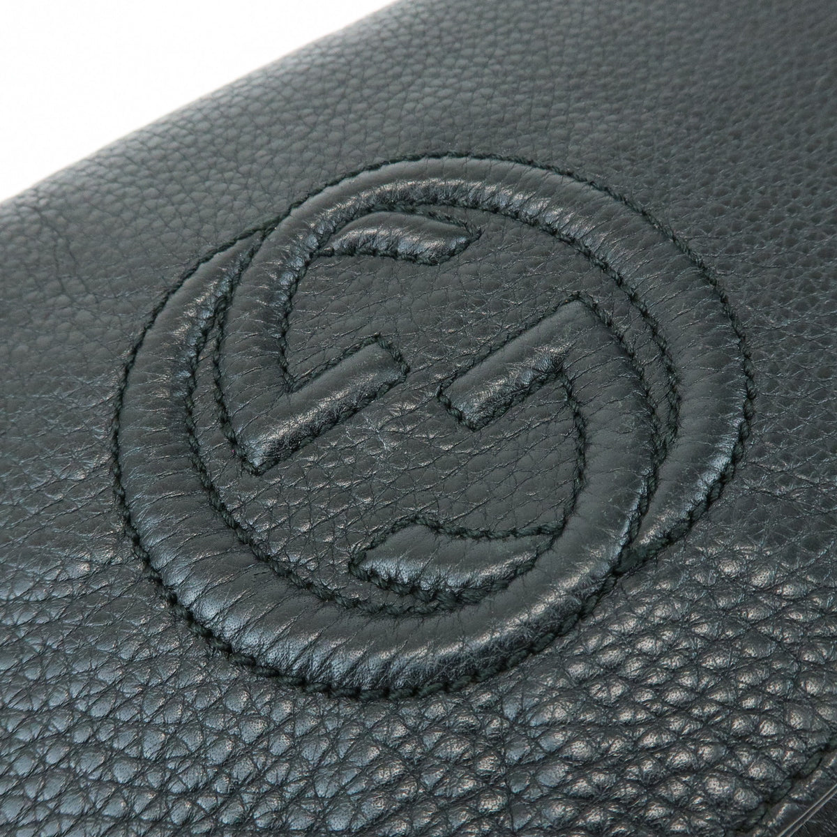GUCCI SOHO Interlocking G Leather Clutch Bag Flat Pouch Black 336753