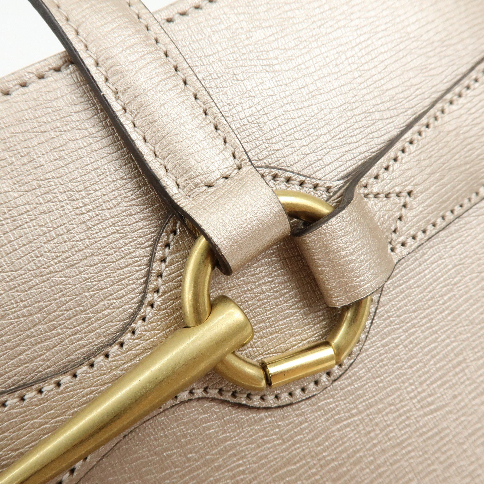 GUCCI Horsebit Leather 2Way Bag Hand Bag Champaign Pink 319795