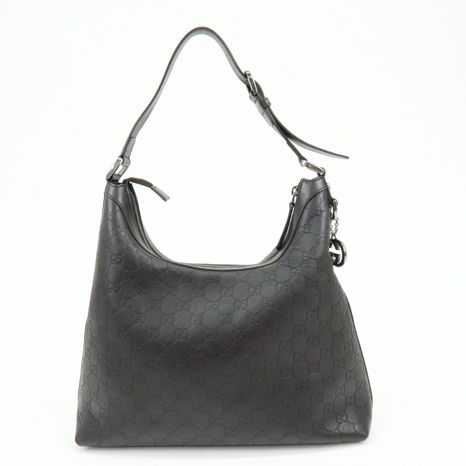 GUCCI Guccissima Interlocking G Leather Shoulder Bag Brown 339553