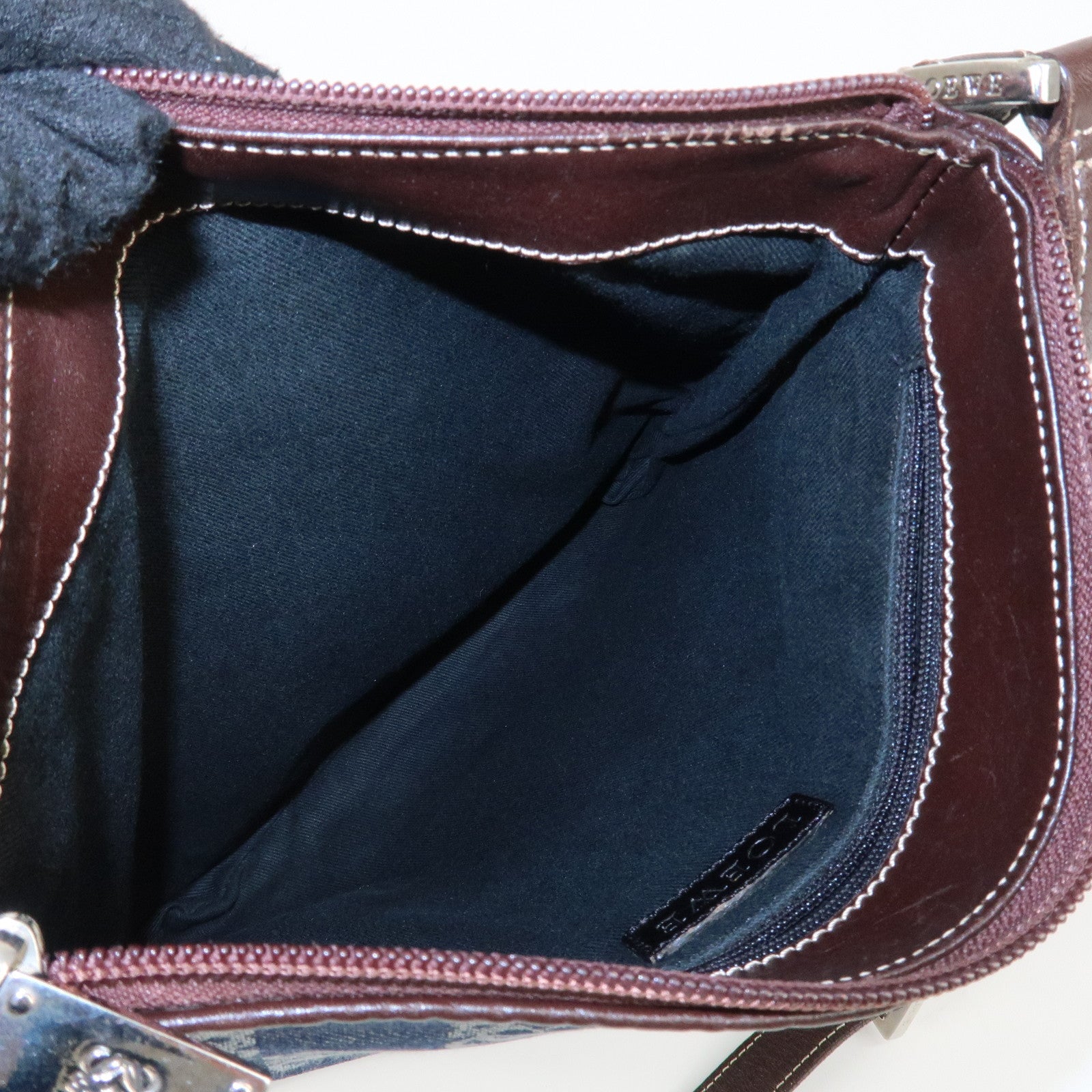 LOEWE Repeat Anagram Canvas Leather Shoulder Bag Crossbody Bag Blue Used