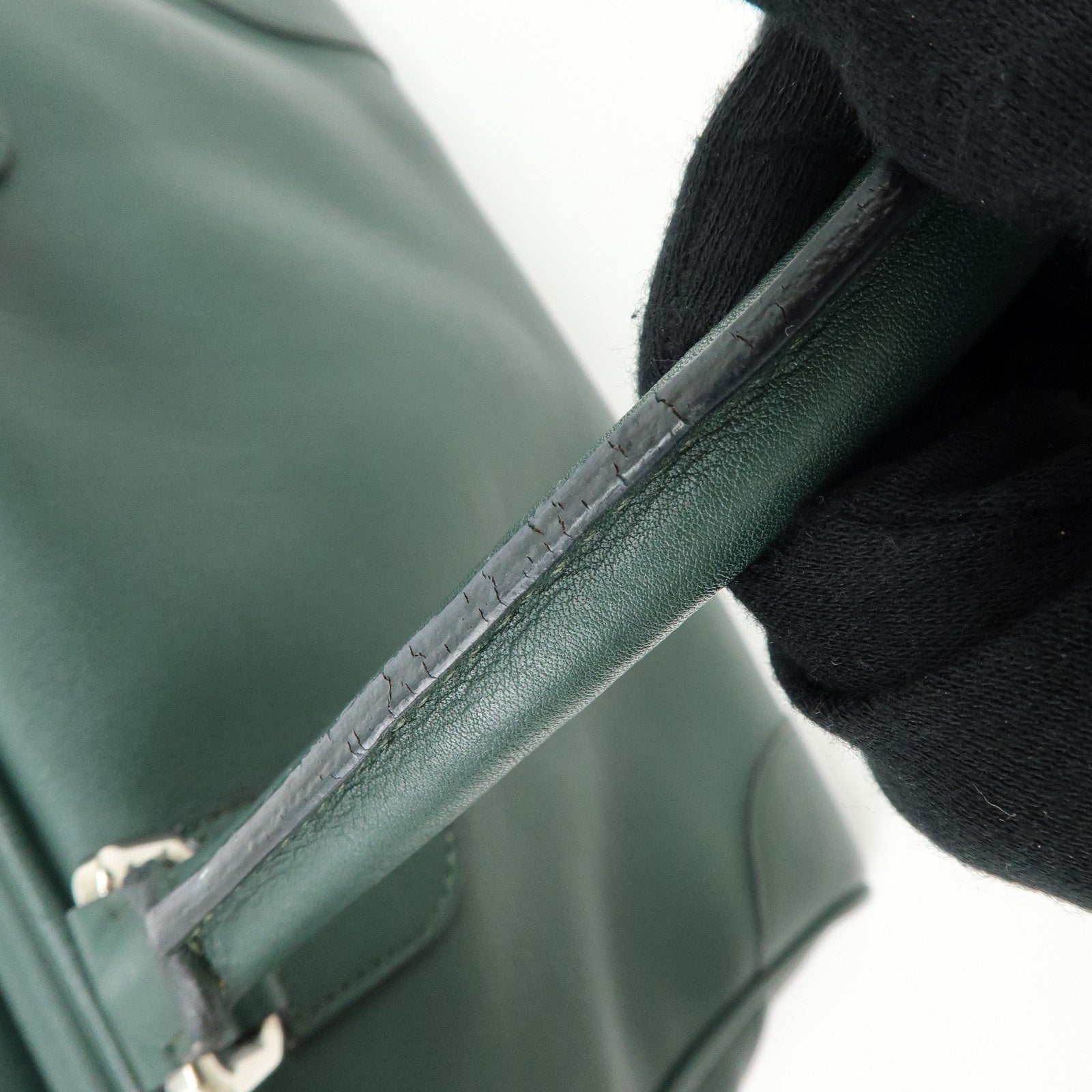 LOEWE Anagram Amazona Leather Boston Bag Hand Bag Dark Green