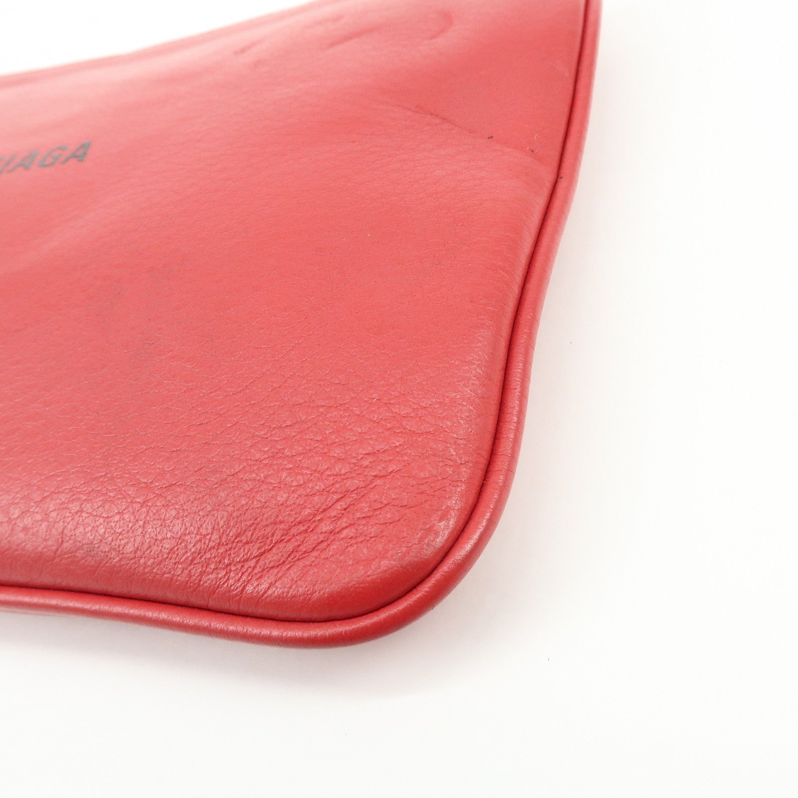 BALENCIAGA Leather Everyday Pouch Clutch Bag Flat Pouch Red 551992