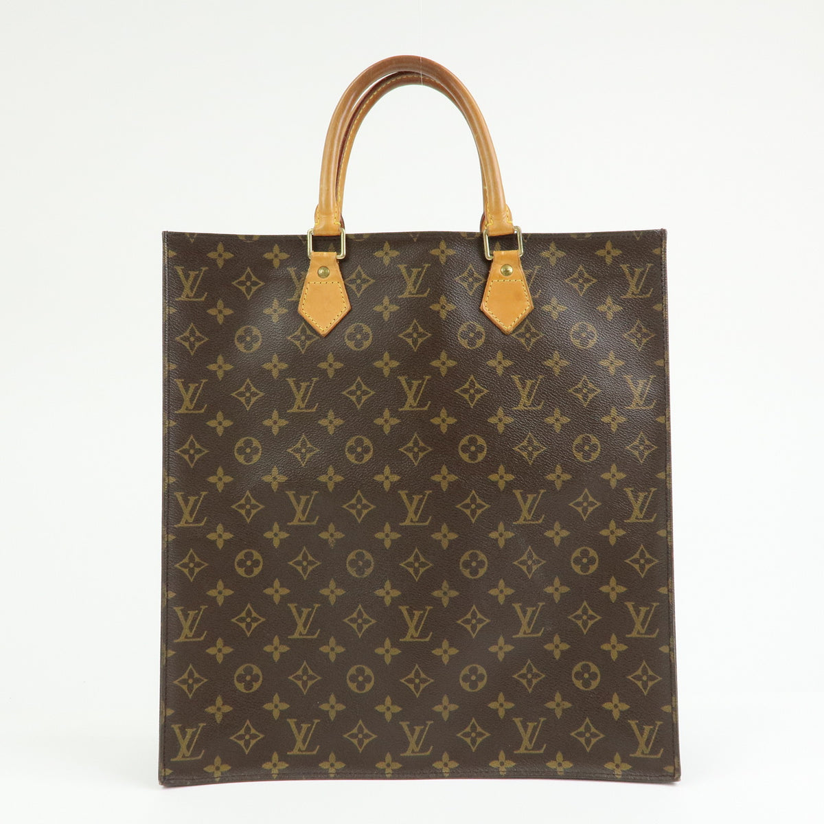Louis Vuitton Monogram Sac Plat Tote Bag Hand Bag Brown M51140