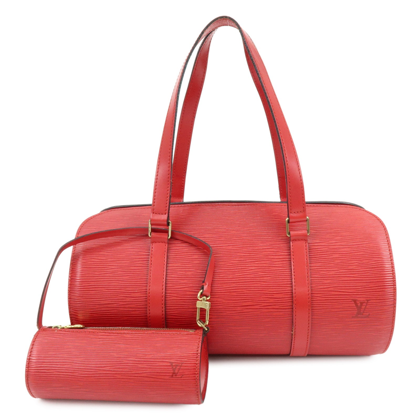 Louis Vuitton Epi Soufflot with Pouch Hand Bag Castilian Red M52227