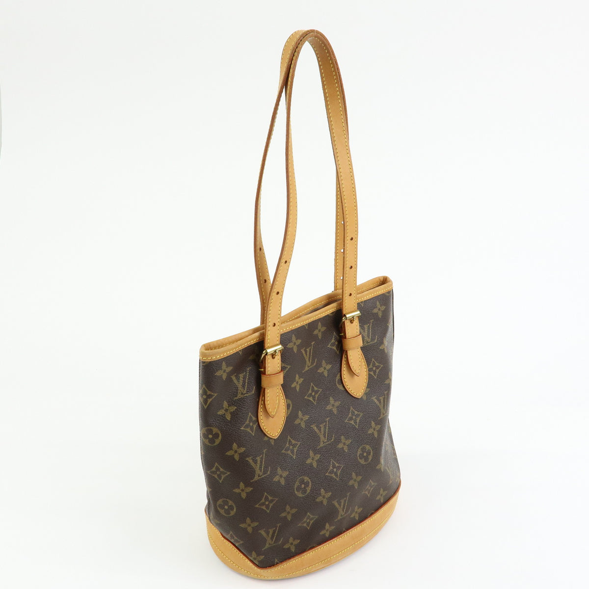 Louis Vuitton Monogram Canvas Bucket PM Hand Bag Brown M42238