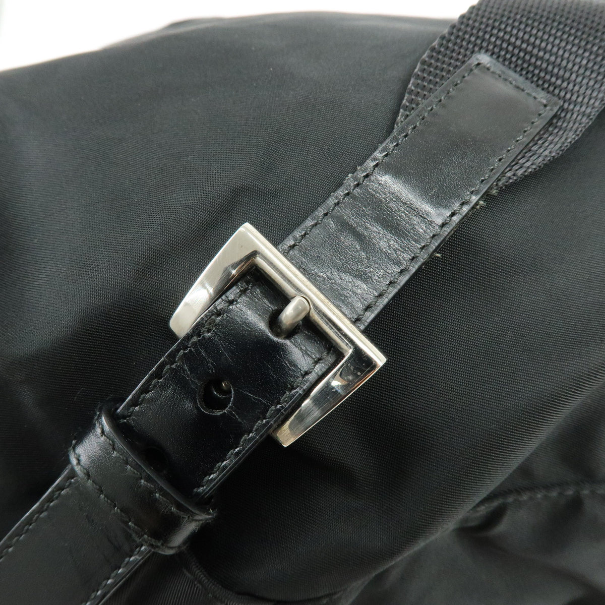 PRADA Triangle Logo Nylon Leather Backpack Rucksack Black BZ2811