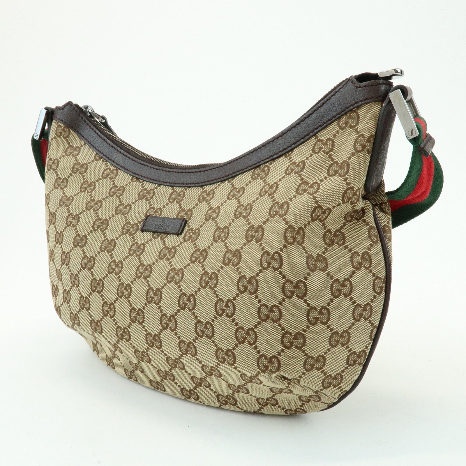 GUCCI Sherry GG Canvas Leather Shoulder Bag Beige Brown 181092