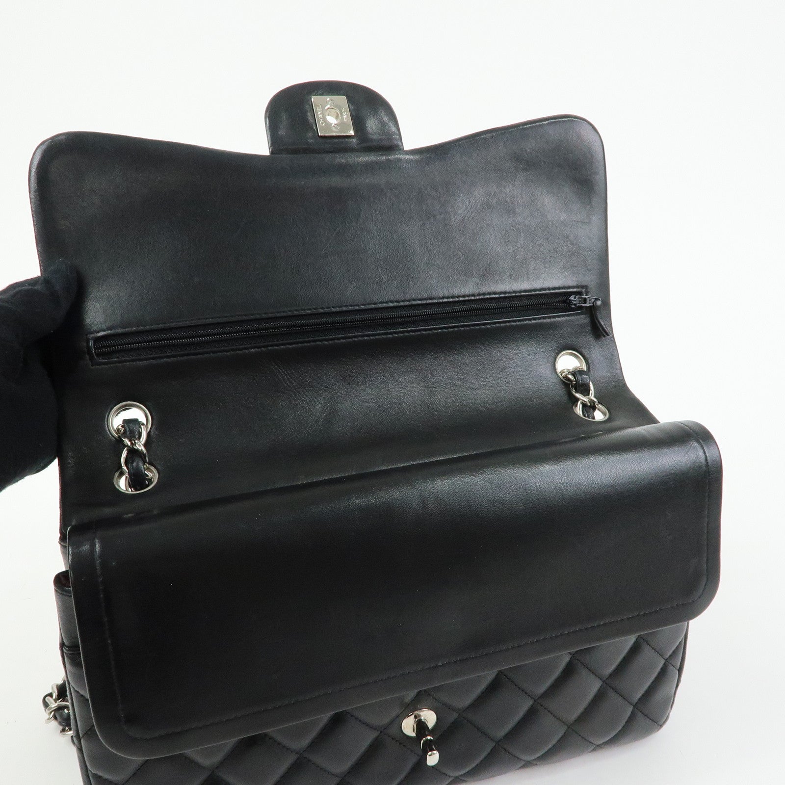 CHANEL Matelasse 30 W Flap Lamb Skin Chain Shoulder Bag A58600