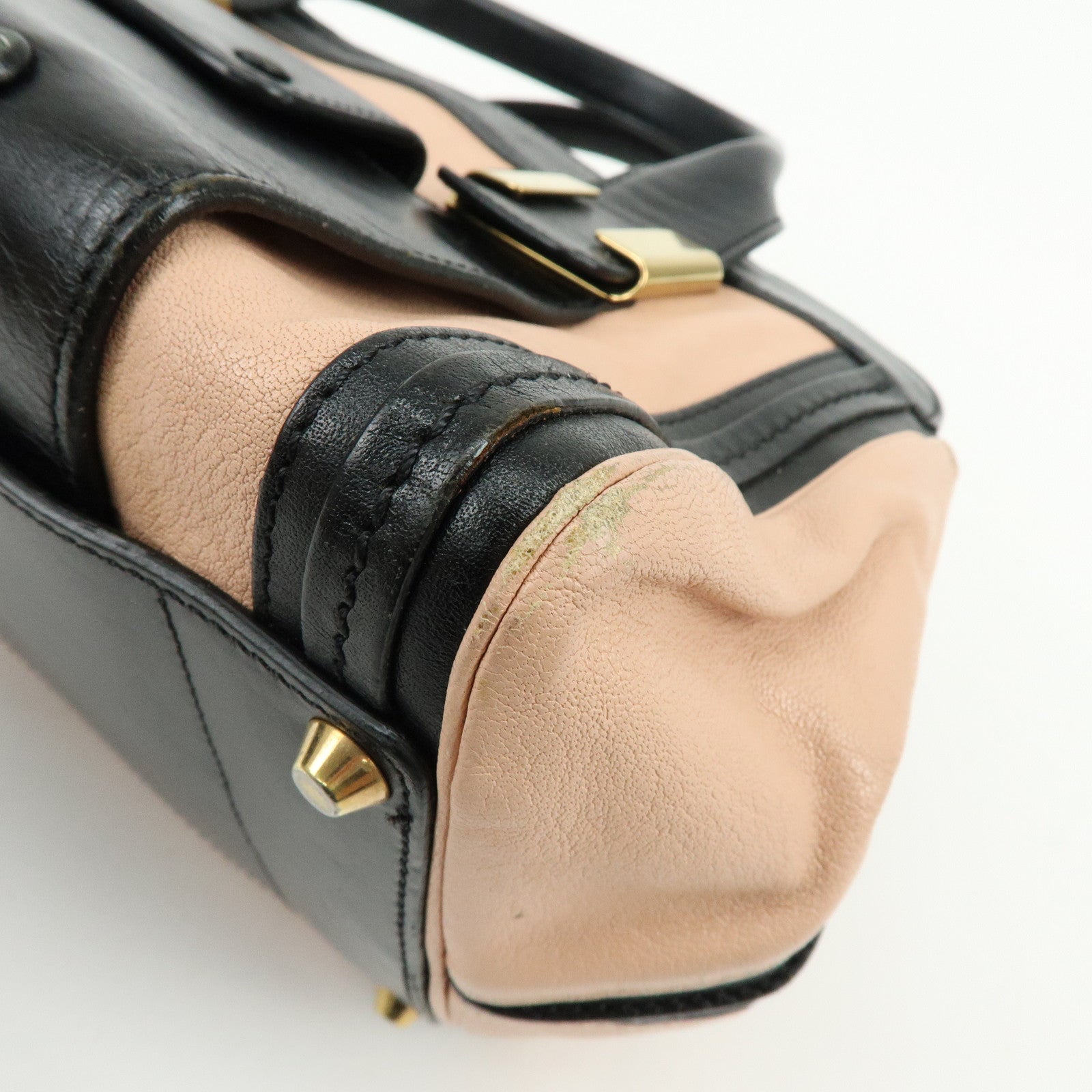 Chloe Alice Leather 2Way Bag Hand Bag Shoulder Bag Black Pink Beige