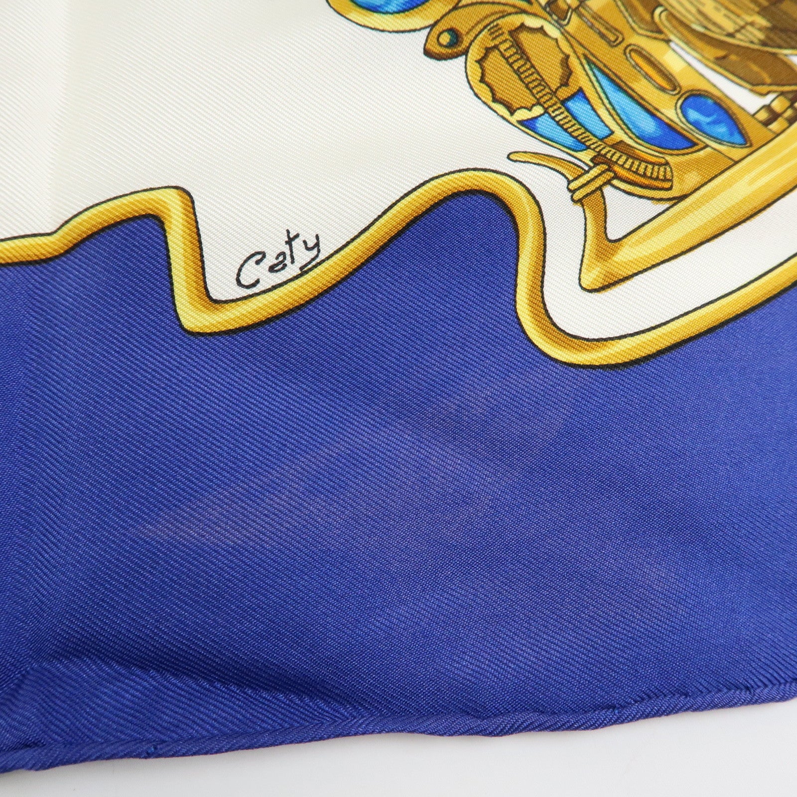 HERMES Carre 90 Lot of 2 Silk 100% Scarf brides de gala/caty Red Blue