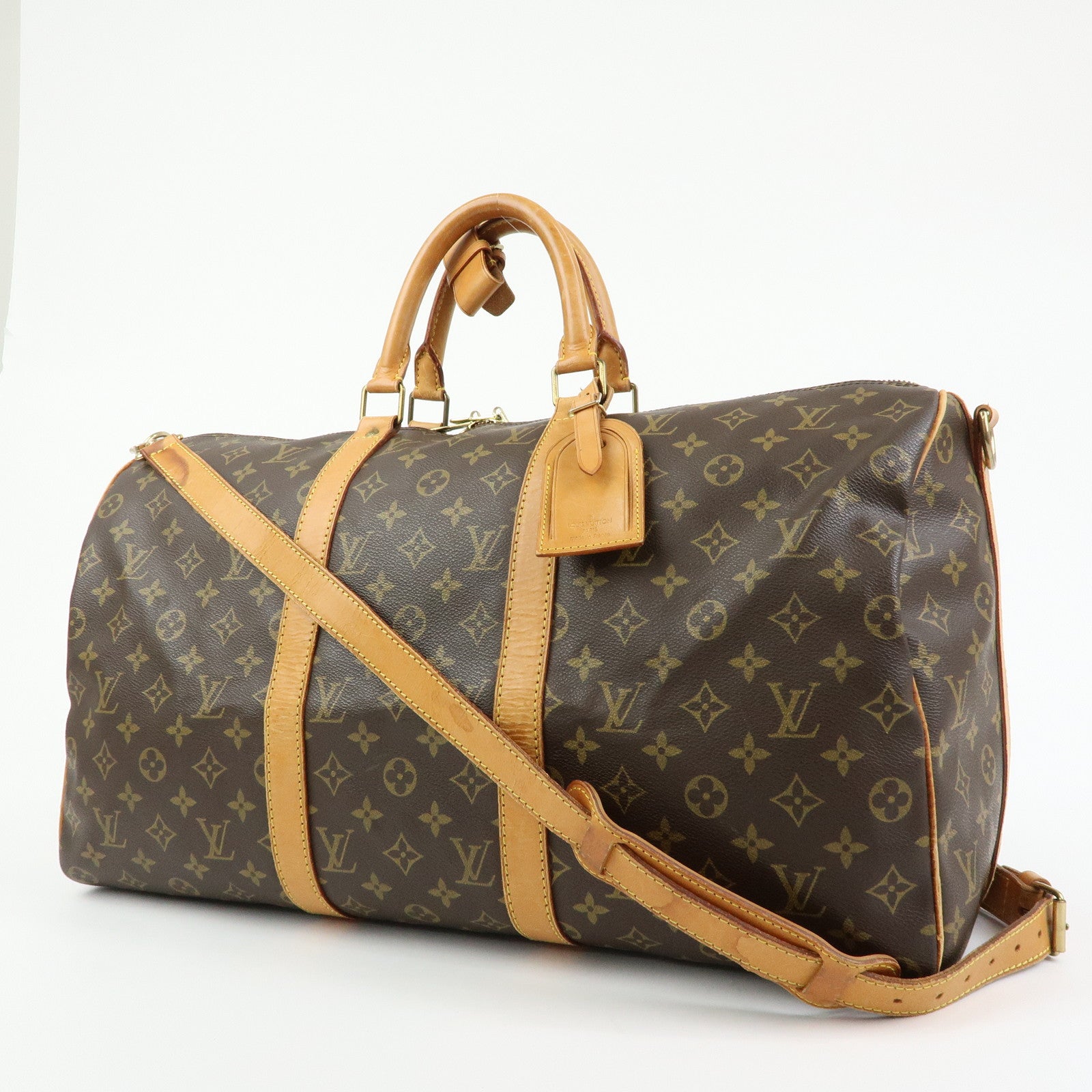 Louis Vuitton Monogram Keep All 50 Bandouliere Boston Bag Brown M41416