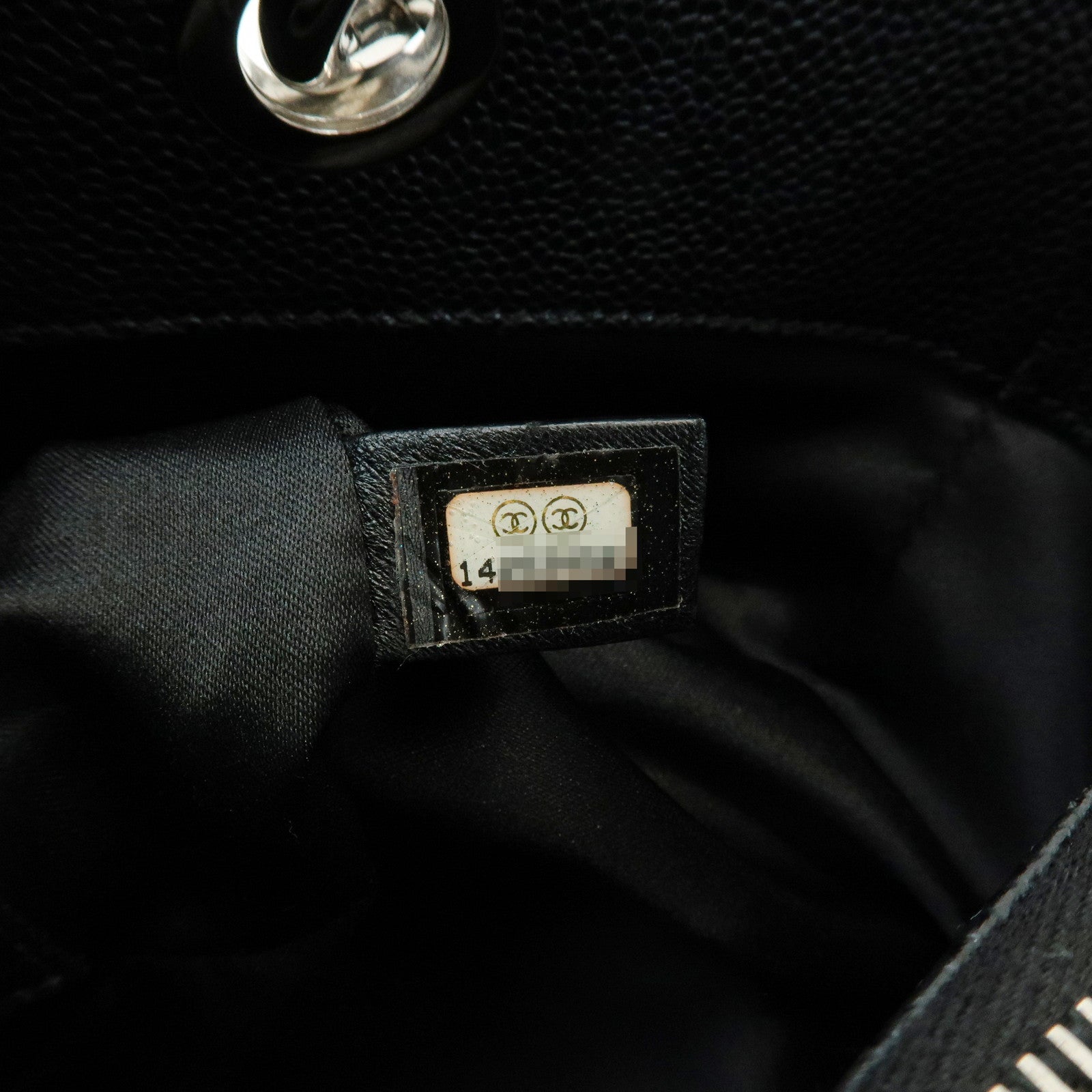 CHANEL Matelasse COCO Mark Caviarskin Shoulder Bag Black A50995