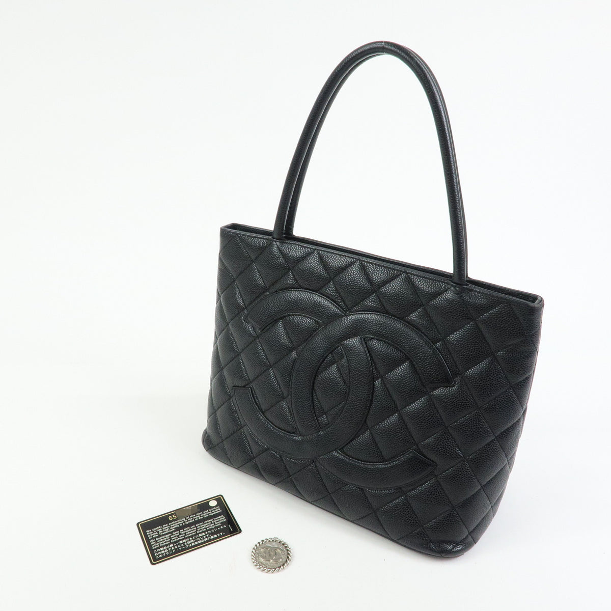 CHANEL Medallion Matelasse COCO Mark Tote Bag Hand Bag Black A01804