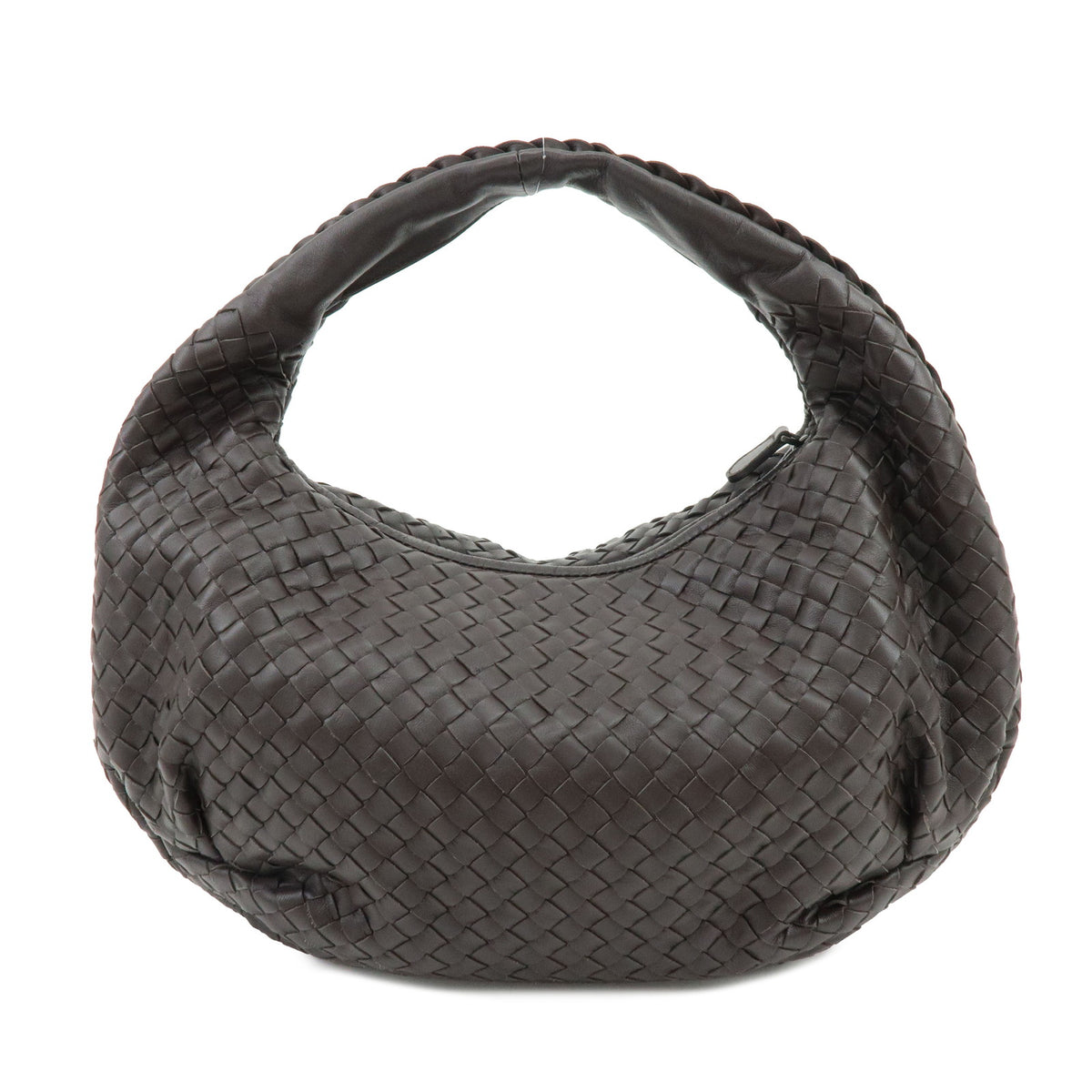 BOTTEGA VENETA HOBO Intrecciato Leather Shoulder Hand Bag Dark Brown